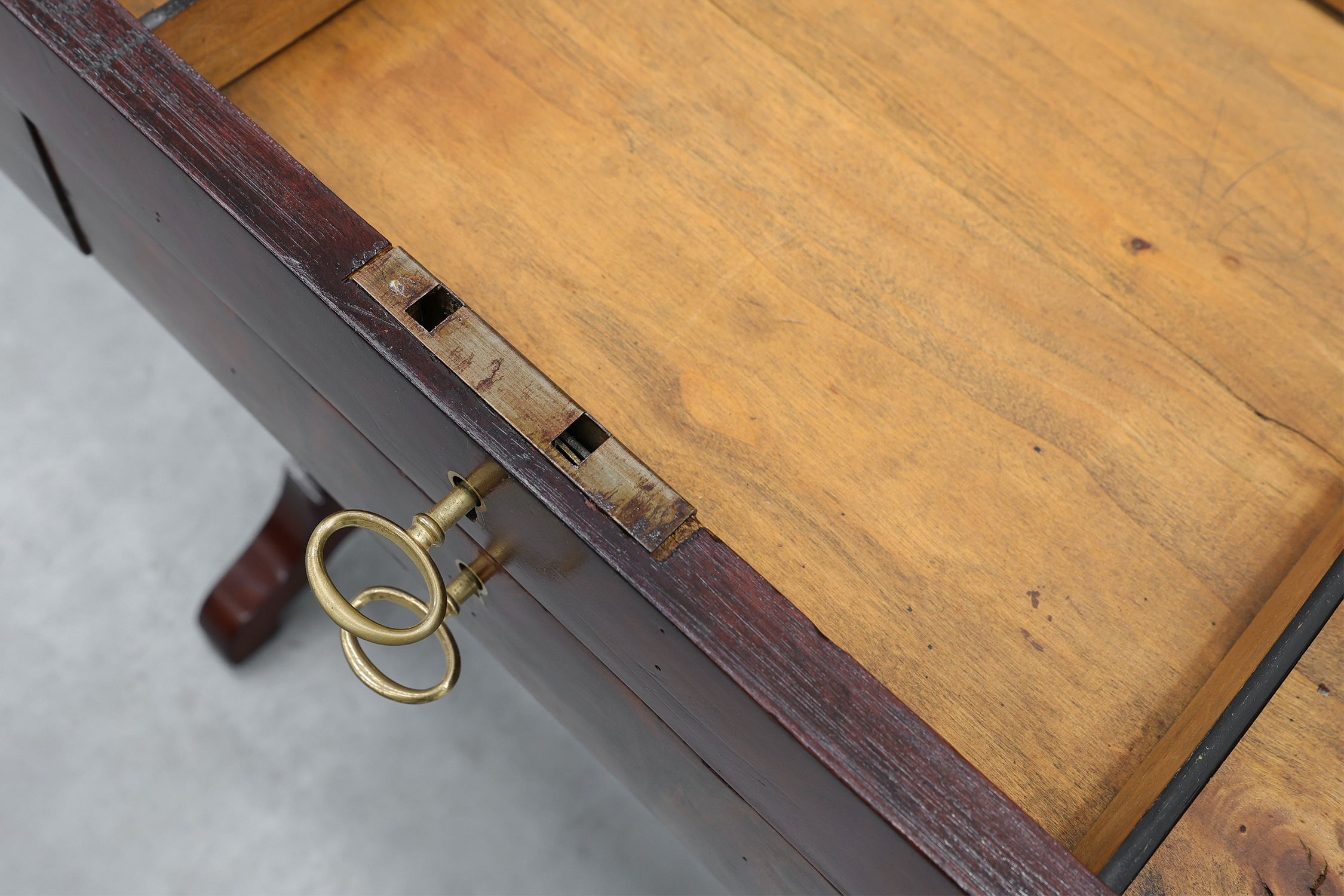 Louis Philippe Side Table with Two Drawers and Turned Twin Legs, France, 1850sthumbnail